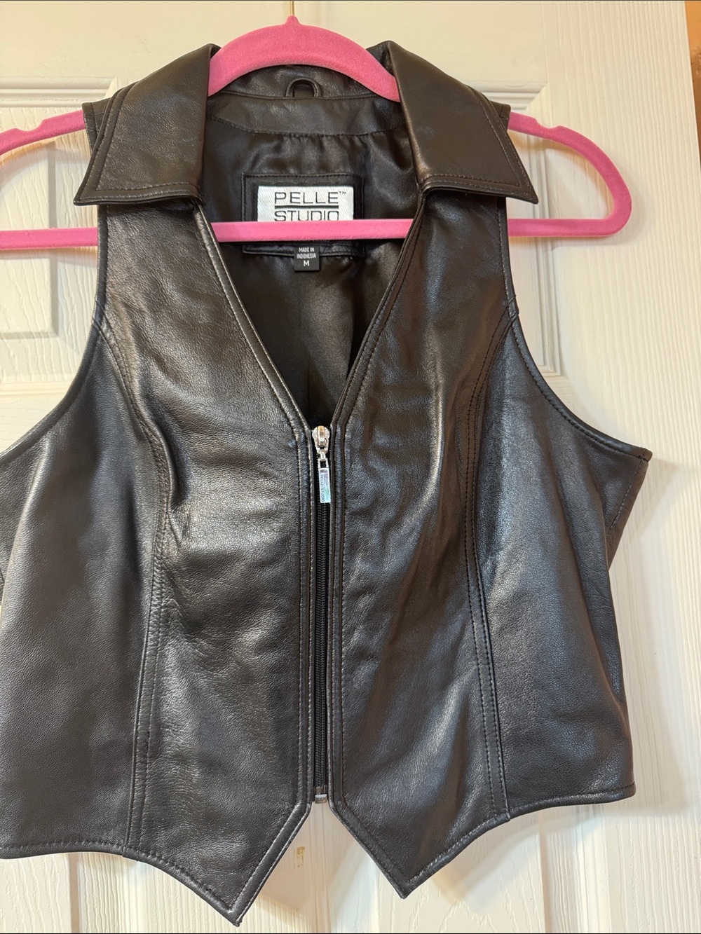 Pelle Studio Black Leather Zip Vest